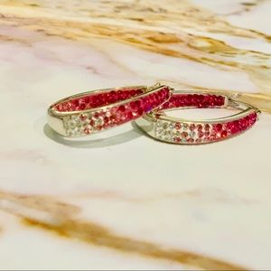 Swarovski Pink Chrystal Hoop Earrings (Never Worn)